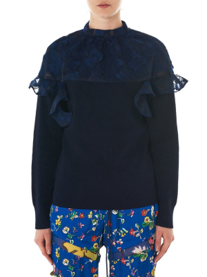 Floral Lace Sweatshirt (18-03822-navy)