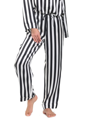 Washable Silk Stripe Pants In Black & White Stripe