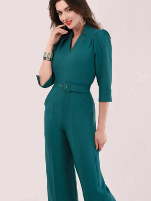 Teal 3/4 Sleeve Jumpsuit