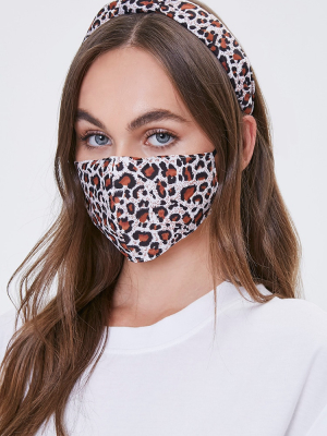 Leopard Headband & Face Mask Set