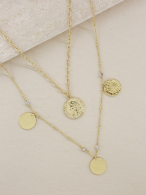 Elite Coin And Crystal Layered Necklace Set