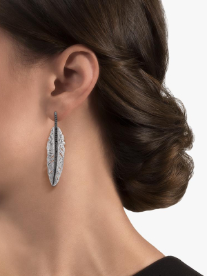 Feather 52mm Earrings With Diamonds