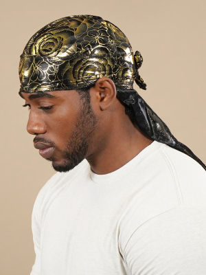 Finesse Roses Black & Gold Durag