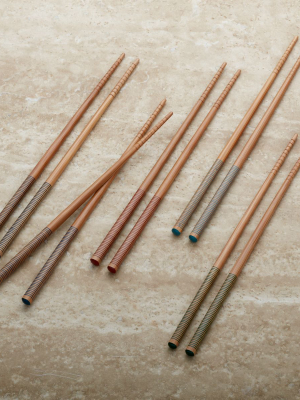 Striped Bamboo Chopstick, Set Of 5 Pairs