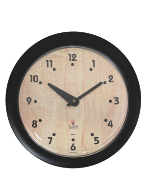 14" X 1.8" Birchwood Bauhaus Traditional Decorative Wall Clock Black Frame - By Chicago Lighthouse