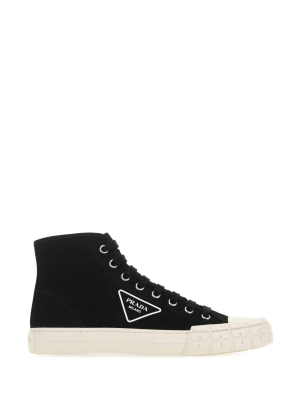 Prada Logo Detailed High Top Sneakers