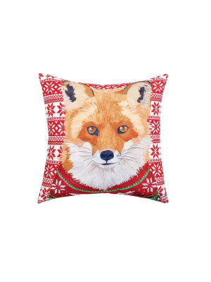 C&f Home 18" X 18" Ugly Sweater Fox Indoor/outdoor Decorative Throw Pillow