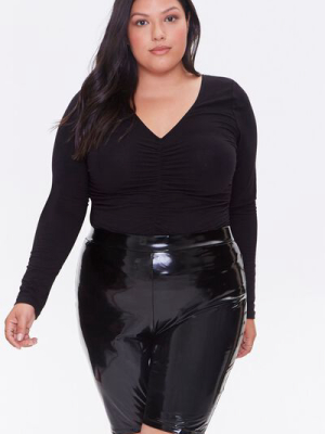 Plus Size Faux Patent Biker Shorts