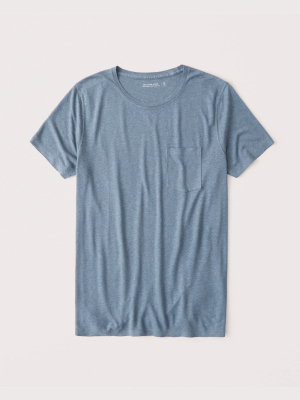 Linen-blend Scoopneck Pocket Tee