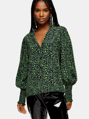 Green Fan Print Shirt