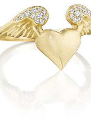 Pavé Diamond Winged Heart Ring