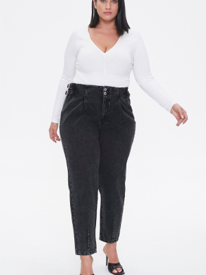 Plus Size Buckled Straight-leg Jeans