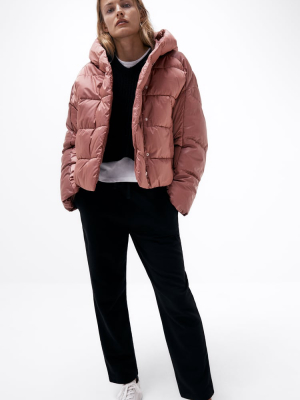 Faux Leather Puffer Jacket