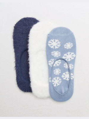 Aerie Fuzzy No Show Sock 3-pack