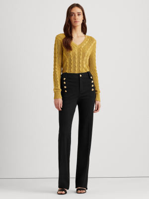 Button-trim Ponte Pant