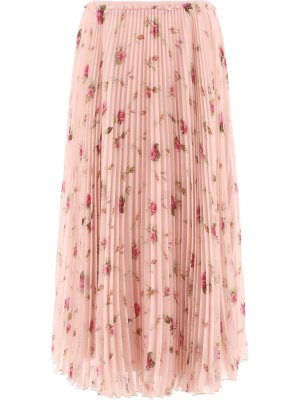 Redvalentino Floral Printed Pleated Midi Skirt