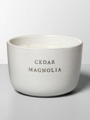 7.4oz Ceramic 2-wick Candle Cedar Magnolia - Hearth & Hand™ With Magnolia