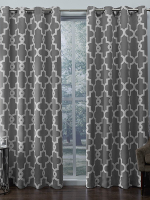 Set Of 2 Ironwork Sateen Woven Room Darkening Window Curtain Panels - Exclusive Home