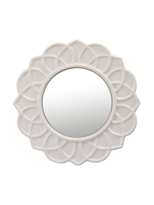 9" Round Floral Ceramic Wall Hanging Mirror - Stonebriar Collection