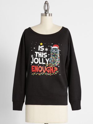 Cat-ching The Holiday Spirit Graphic Sweatshirt