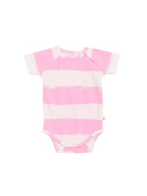 Organic Baby Onesie In Pink Stripes