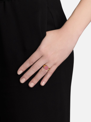 Horizon Signet Ring, 14k Gold/ruby