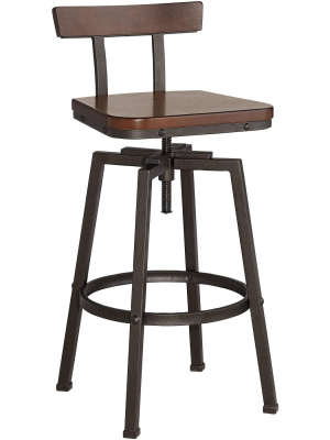 Elm Lane Roark Dark Wood And Bronze Adjustable Swivel Barstool