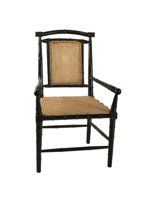 Colonial Bamboo Arm Chair, Hand Rubbed Black