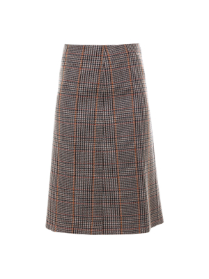 Prada Checked Midi Skirt