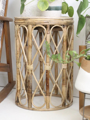 Cane Plant Stand Side Table