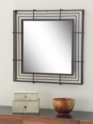 32" X 32" Large Square Industrial Wrought Iron Wall Mirror Bronze - Olivia & May