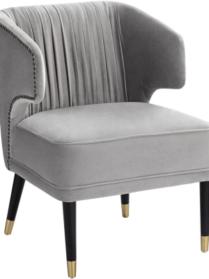 55 Downing Street Kara Gray Velvet Pleated Arm Chair