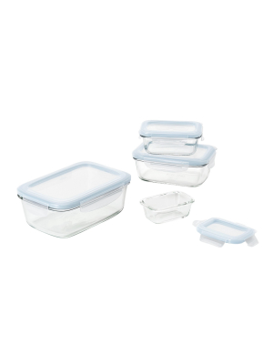 Oxo 8pc Glass Food Storage Container Set Blue