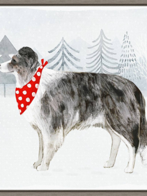 16" X 16" Christmas Cats And Dogs Iv By Victoria Borges Framed Canvas Wall Art - Amanti Art