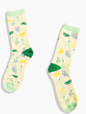 Green Fruit Crew Socks