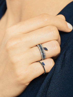 Defne Pavé Ring | Sapphire Marquise And Grey Diamonds