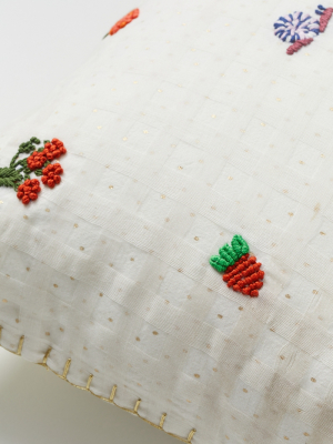 Hand-embroidered Fruit Pillow