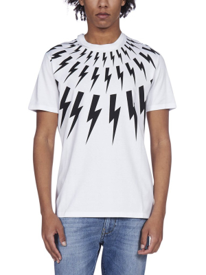 Neil Barrett Fair-isle Thunderbolt Print T-shirt