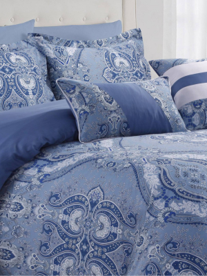 Atlantis 300tc Cotton Sateen Printed Oversize Duvet Set 5pc - Tribeca Living®