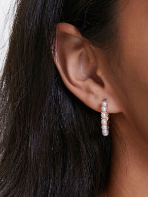 Faux Pearl Hoop Earrings