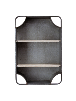 24.5" X 16.7" Decorative Galvanized Metal Wall Shelf Gray - E2 Concepts