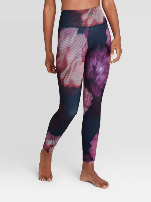 Women's Floral Print High-waisted 7/8 Leggings - Joylab™ Navy