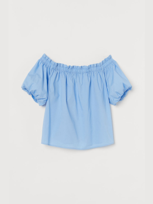 Off-the-shoulder Cotton Blouse