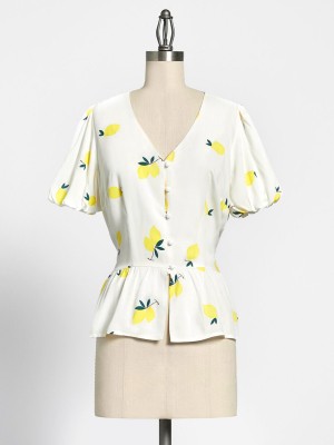 Modcloth X Collectif Sippin' Lemonade Peplum Top