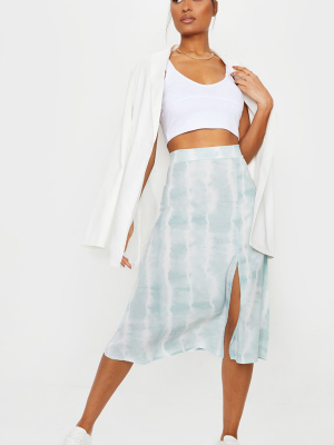 Teal Tie Dye Floaty Midi Skirt