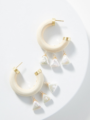 Pearl Charm Hoop Earrings