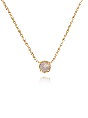 Petite Crown Bezel Moonstone Necklace