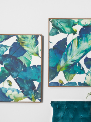 Tropical Palm 2pk Framed Wall Canvas Blue 23.2"x 35.2" - Opalhouse™