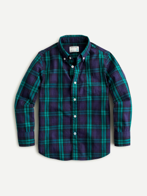 Boys' Secret Wash Shirt In Black Watch Plaid