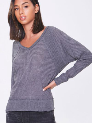 Waffle Knit V-neck Top